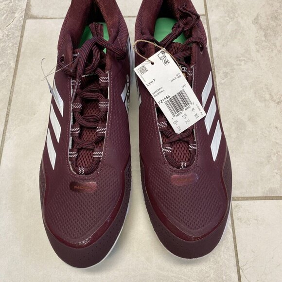 Adidas Icon 7 Metal Baseball Cleats Mens Size 13 Burgundy Red White FZ1555 New - Picture 6 of 11